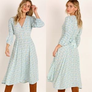 FAITHFULL Maud Midi Dress Tilde Blue Floral Print